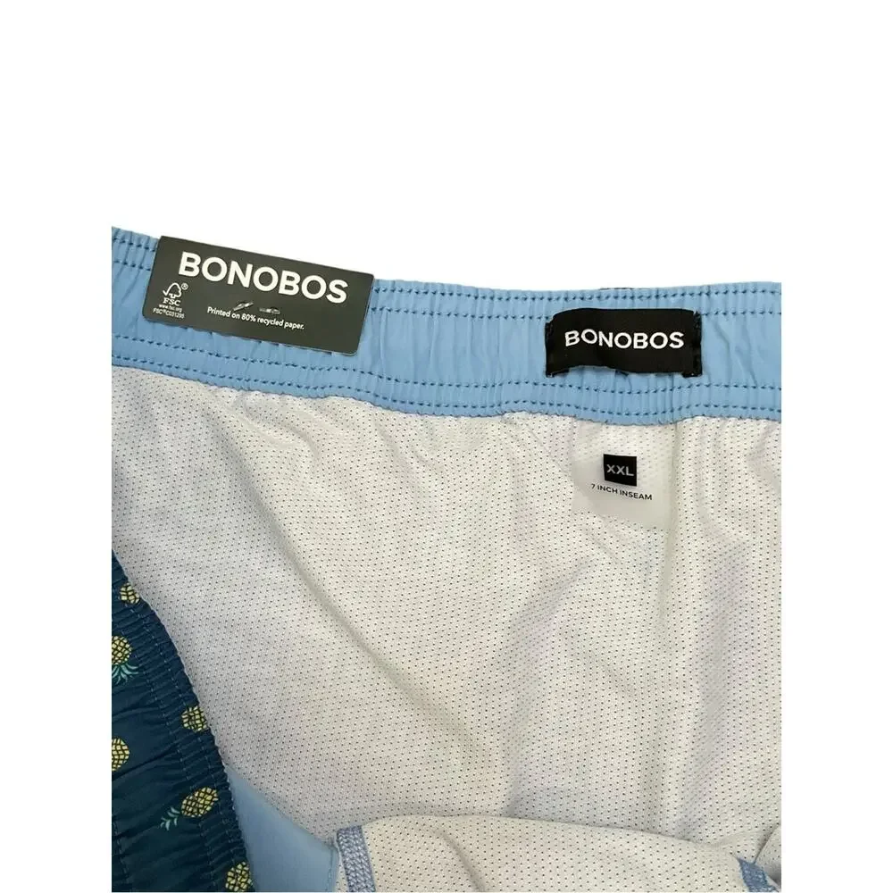 Bonobos Mens Swim Lined Shorts Blue Pineapples UPF 50+ Pockets Size XXL NWT